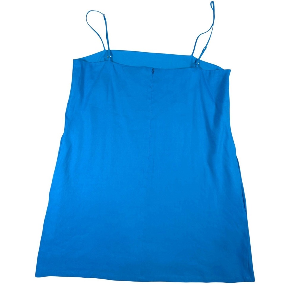 Gianni Bini Blue Linen Blend Spaghetti Strap Mini Dress Size M NWT